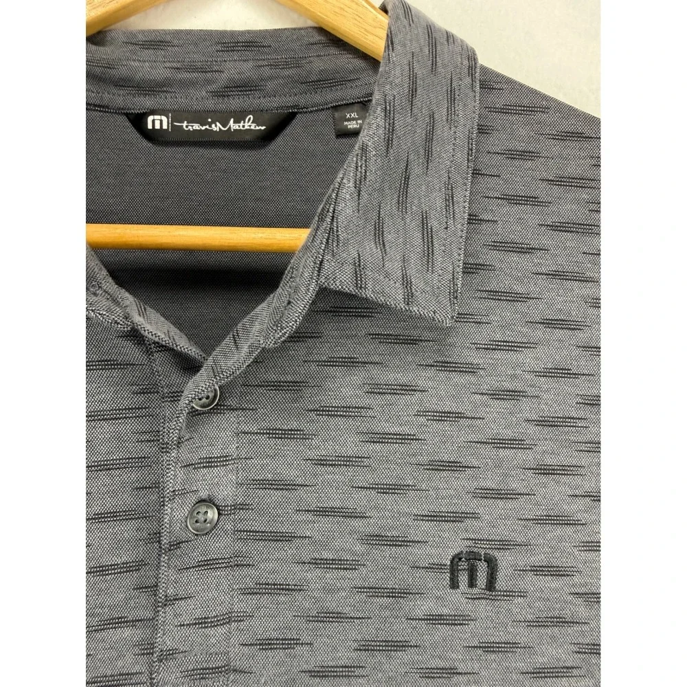 TravisMathew Polo Shirt‎ Mens XXL Gray Patterned Short Sleeve Golf Top